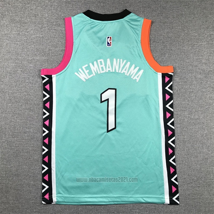 Camiseta Nino San Antonio Spurs Victor Wembanyama #1 Ciudad 2022-23 Verde